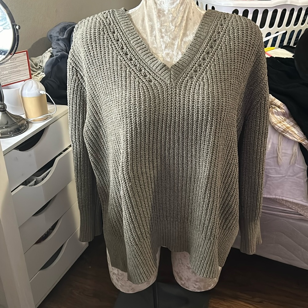 Navy green knit sweater